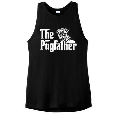 The Pugfather Pug Dad Fathers Day Gift Pug Lovers Ladies PosiCharge Tri-Blend Wicking Tank