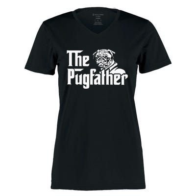 The Pugfather Pug Dad Fathers Day Gift Pug Lovers Women's Momentum V-Neck T-Shirt