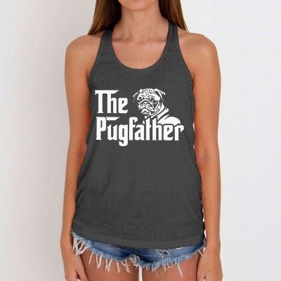 The Pugfather Pug Dad Fathers Day Gift Pug Lovers Women's Knotted Racerback Tank