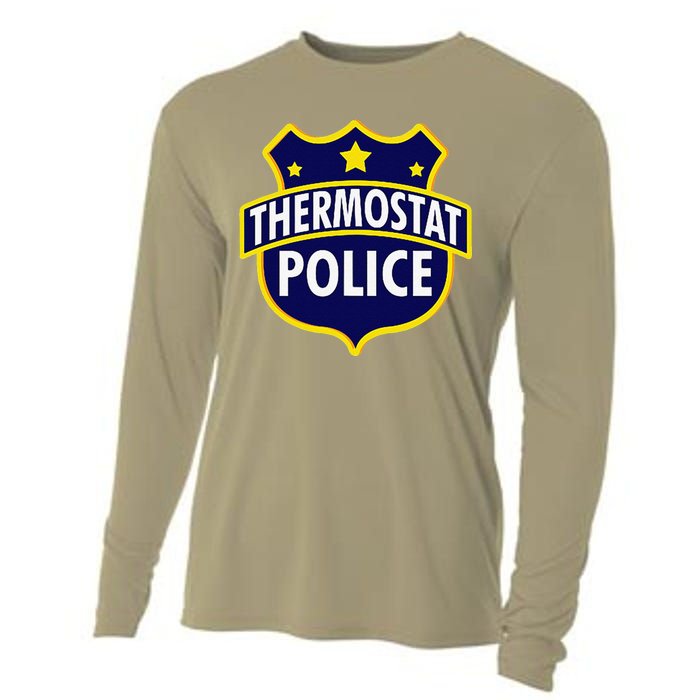 Thermostat Police Pocket Funny Dads Birthday Fathers Day Cooling Performance Long Sleeve Crew