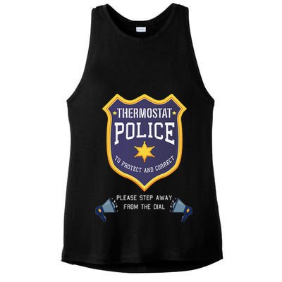 Thermostat Police Please Step Away From The Dial Dad Jokes Ladies PosiCharge Tri-Blend Wicking Tank