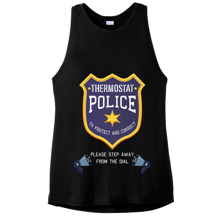 Thermostat Police Please Step Away From The Dial Dad Jokes Ladies PosiCharge Tri-Blend Wicking Tank