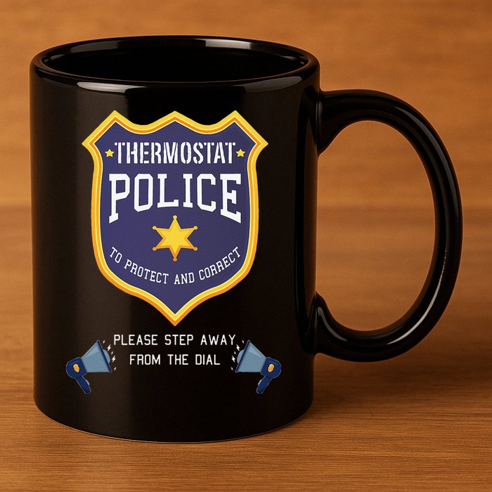 Thermostat Police Please Step Away From The Dial Dad Jokes 11oz C Handle Ceramic Mug