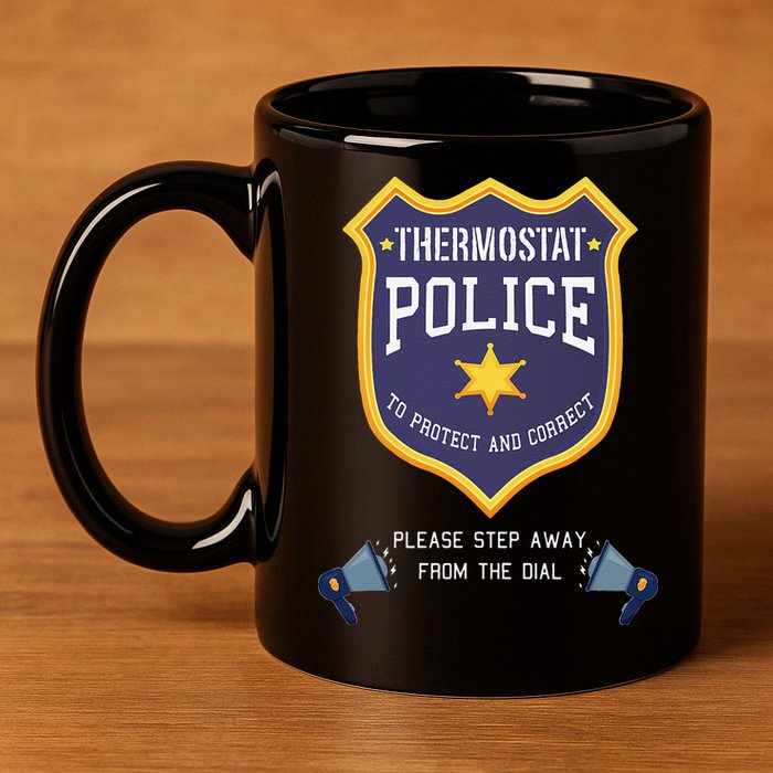 Thermostat Police Please Step Away From The Dial Dad Jokes 11oz C Handle Ceramic Mug