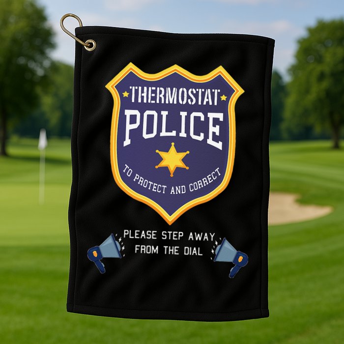 Thermostat Police Please Step Away From The Dial Dad Jokes Golf Towel