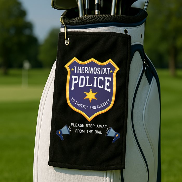 Thermostat Police Please Step Away From The Dial Dad Jokes Golf Towel