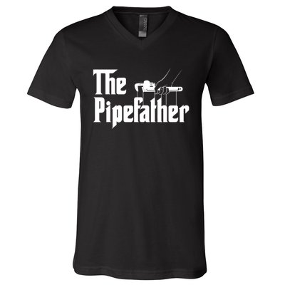 The Pipefather Pipefitter Pipe Fitter Plumber Plumbing V-Neck T-Shirt