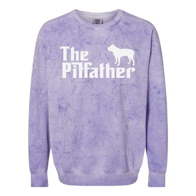 The Pitfather Pit Bull Dad Funny Pit Daddy For Dog Dad Colorblast Crewneck Sweatshirt