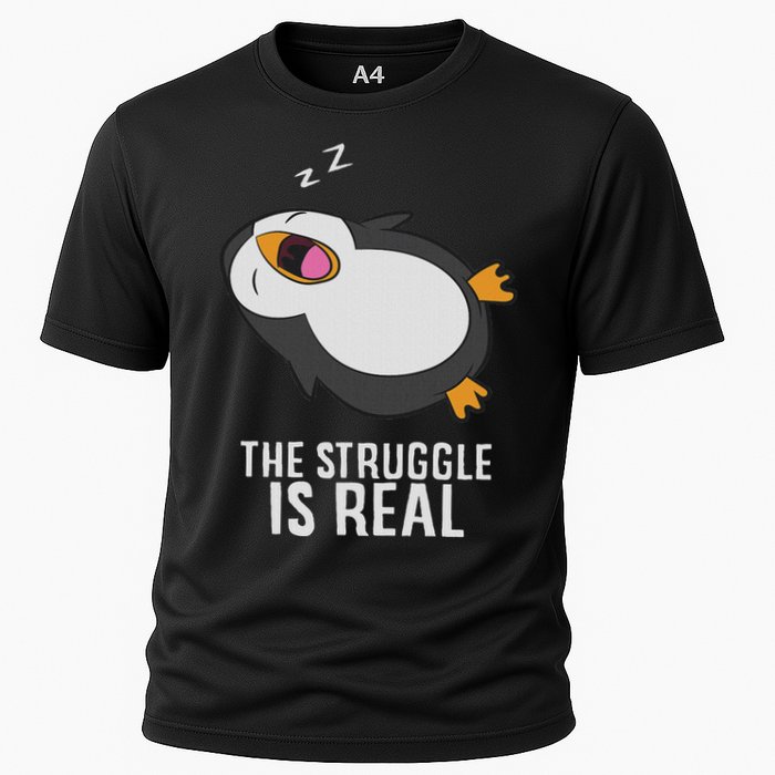 Tired Penguin Pyjama Lazy Penguin The Struggle Is Real Cooling Performance Crew T-Shirt
