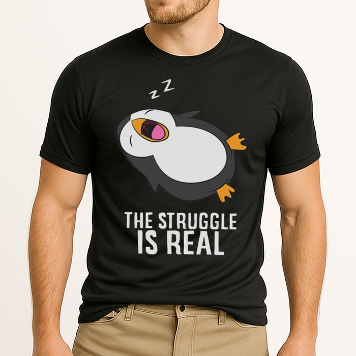 Tired Penguin Pyjama Lazy Penguin The Struggle Is Real Cooling Performance Crew T-Shirt