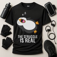 Tired Penguin Pyjama Lazy Penguin The Struggle Is Real Cooling Performance Crew T-Shirt