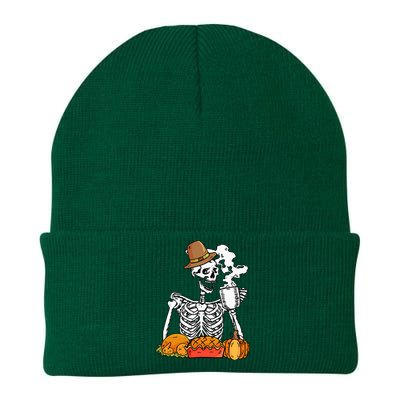 Thanksgiving Pumpkin Pie Turkey Skeleton's Coffee Break Knit Cap Winter Beanie