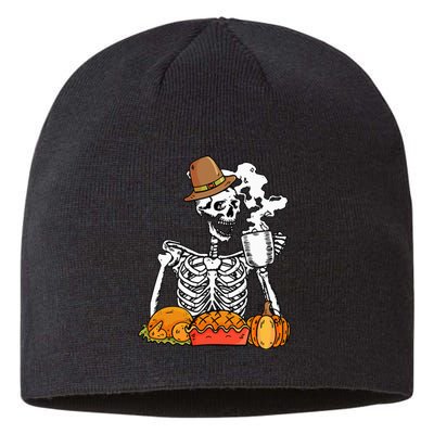 Thanksgiving Pumpkin Pie Turkey Skeleton's Coffee Break Sustainable Beanie