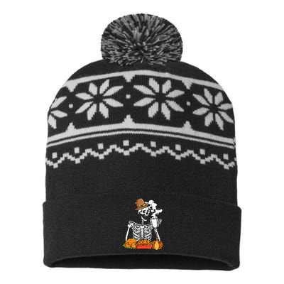 Thanksgiving Pumpkin Pie Turkey Skeleton's Coffee Break USA-Made Snowflake Beanie