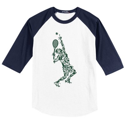 Tennis Player Positions Balls Racket In Drawing Baseball Sleeve Shirt