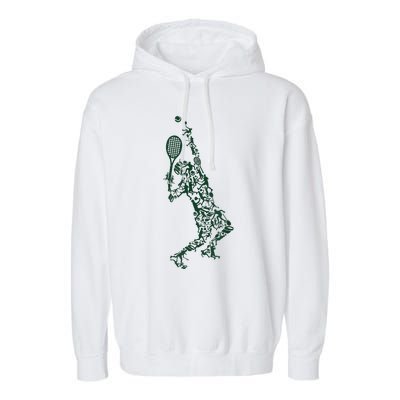 Tennis Player Positions Balls Racket In Drawing Garment-Dyed Fleece Hoodie