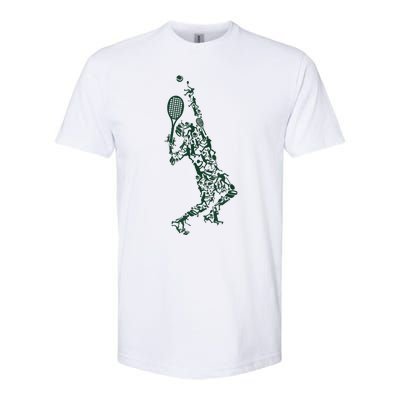 Tennis Player Positions Balls Racket In Drawing Softstyle® CVC T-Shirt