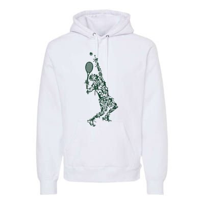 Tennis Player Positions Balls Racket In Drawing Premium Hoodie