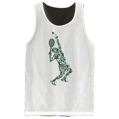 Tennis Player Positions Balls Racket In Drawing Mesh Reversible Basketball Jersey Tank