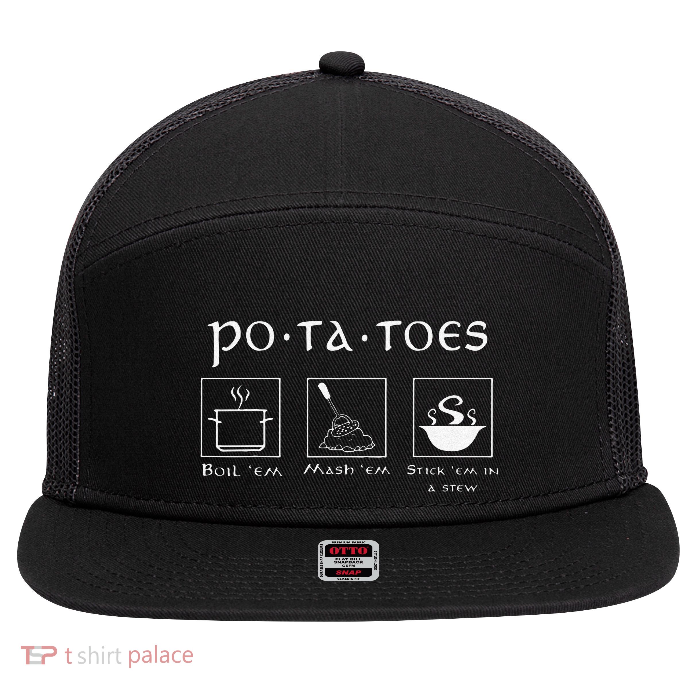 Taters Potatoes Potato Tater 7 Panel Mesh Trucker Snapback Hat