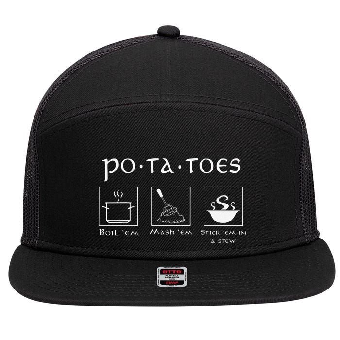Taters Potatoes Potato Tater 7 Panel Mesh Trucker Snapback Hat