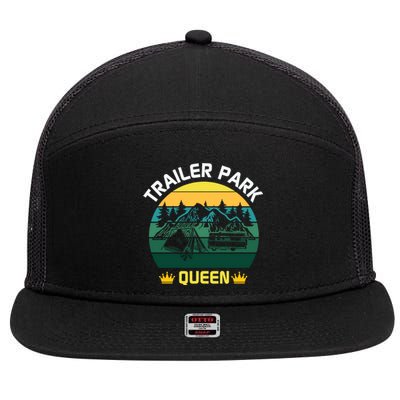 Trailer Park Queen Funny Girl Camping Gift 7 Panel Mesh Trucker Snapback Hat