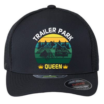 Trailer Park Queen Funny Girl Camping Gift Flexfit Unipanel Trucker Cap