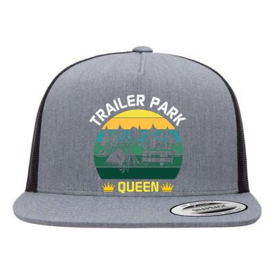 Trailer Park Queen Funny Girl Camping Gift Flat Bill Trucker Hat