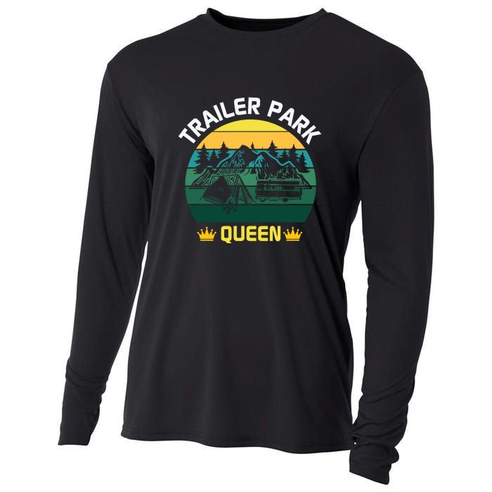 Trailer Park Queen Funny Girl Camping Gift Cooling Performance Long Sleeve Crew