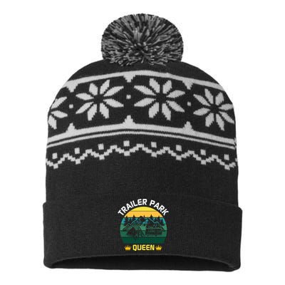 Trailer Park Queen Funny Girl Camping Gift USA-Made Snowflake Beanie