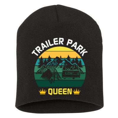 Trailer Park Queen Funny Girl Camping Gift Short Acrylic Beanie