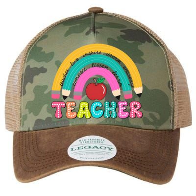 Teacher Pencil Rainbow Teacher Life Legacy Tie Dye Trucker Hat