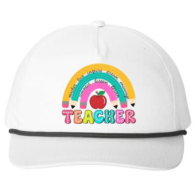 Teacher Pencil Rainbow Teacher Life Snapback Five-Panel Rope Hat