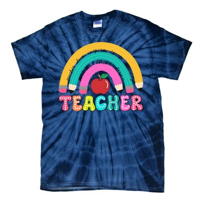 Teacher Pencil Rainbow Teacher Life Tie-Dye T-Shirt