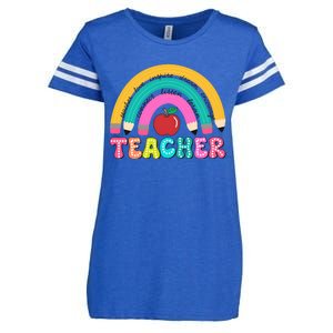 Teacher Pencil Rainbow Teacher Life Enza Ladies Jersey Football T-Shirt