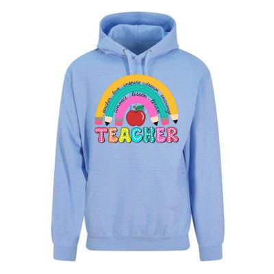 Teacher Pencil Rainbow Teacher Life Unisex Surf Hoodie