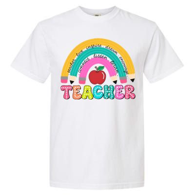 Teacher Pencil Rainbow Teacher Life Garment-Dyed Heavyweight T-Shirt