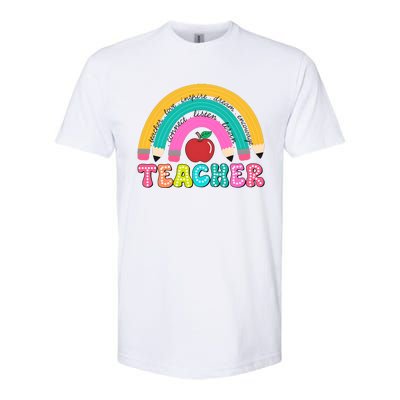 Teacher Pencil Rainbow Teacher Life Softstyle CVC T-Shirt