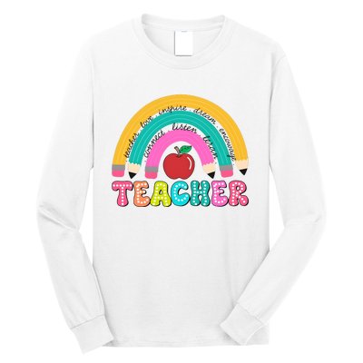 Teacher Pencil Rainbow Teacher Life Long Sleeve Shirt