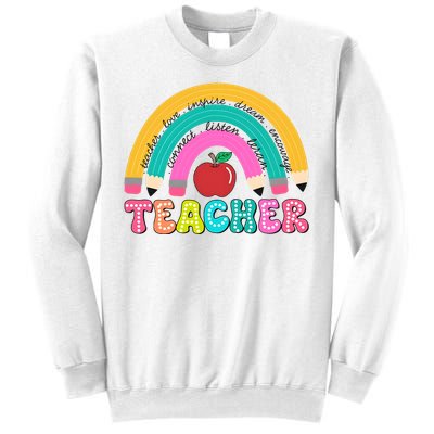 Teacher Pencil Rainbow Teacher Life Sweatshirt