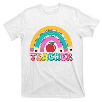 Teacher Pencil Rainbow Teacher Life T-Shirt