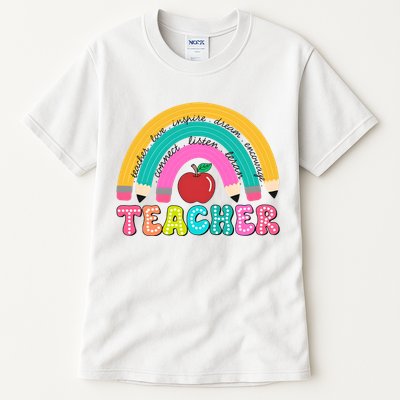 Teacher Pencil Rainbow Teacher Life Tall T-Shirt