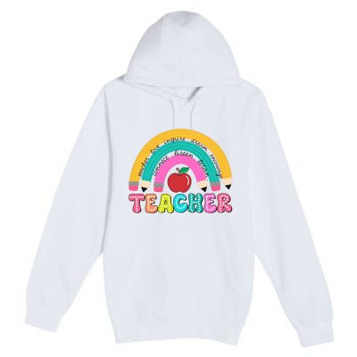 Teacher Pencil Rainbow Teacher Life Premium Pullover Hoodie