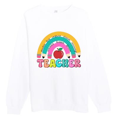 Teacher Pencil Rainbow Teacher Life Premium Crewneck Sweatshirt