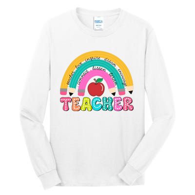 Teacher Pencil Rainbow Teacher Life Tall Long Sleeve T-Shirt