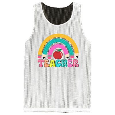 Teacher Pencil Rainbow Teacher Life Mesh Reversible Basketball Jersey Tank