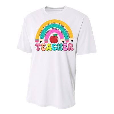 Teacher Pencil Rainbow Teacher Life Performance Sprint T-Shirt