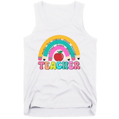 Teacher Pencil Rainbow Teacher Life Tank Top