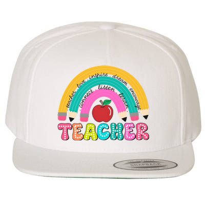 Teacher Pencil Rainbow Teacher Life Wool Snapback Cap