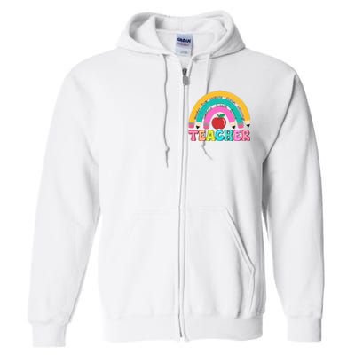 Teacher Pencil Rainbow Teacher Life Full Zip Hoodie